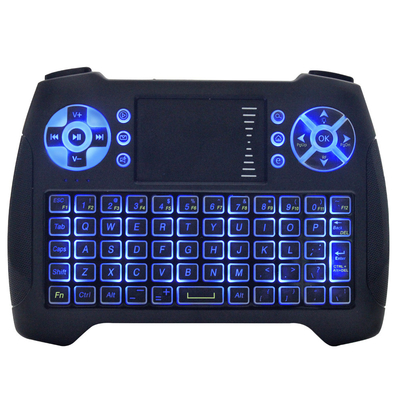 ब्लू बैकलिट फ्लाई एयर माउस रिमोट कंट्रोल QWERTY कीबोर्ड टचपैड के साथ